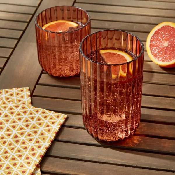 16oz Plastic Ribbed Tall Tumbler
