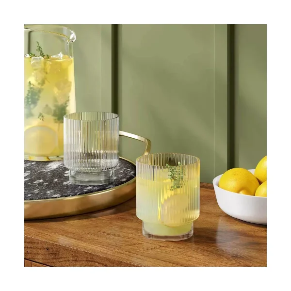 8.4oz Glass Ribbed Cassin Short Tumbler