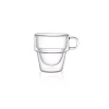 JoyJolt Stoiva Double Walled Espresso Glass Cups - Set of 4 Stackable Shot Mugs with Handle - 5 oz
