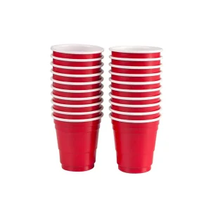 Houdini 20pk Disposable Shot Glasses: Red Plastic Shot Cups, 2oz Capacity, Solid Pattern, Art & Design Theme