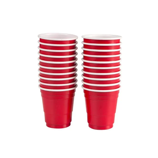 Houdini 20pk Disposable Shot Glasses: Red Plastic Shot Cups, 2oz Capacity, Solid Pattern, Art & Design Theme