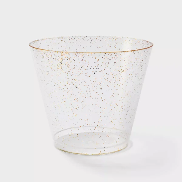 20ct Plastic Stemless Wine Glasses Gold